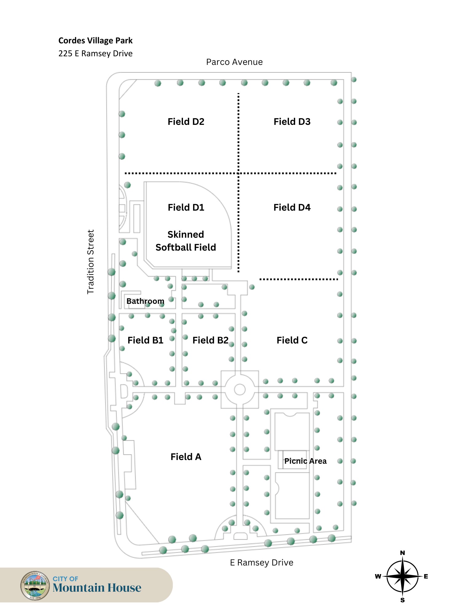 Cordes Village Park - Fields Map